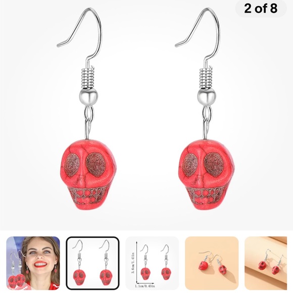 1Pairs Mushroom Earrings For Women Long Pendant Glass Mushroom Earrings - Picture 6 of 6